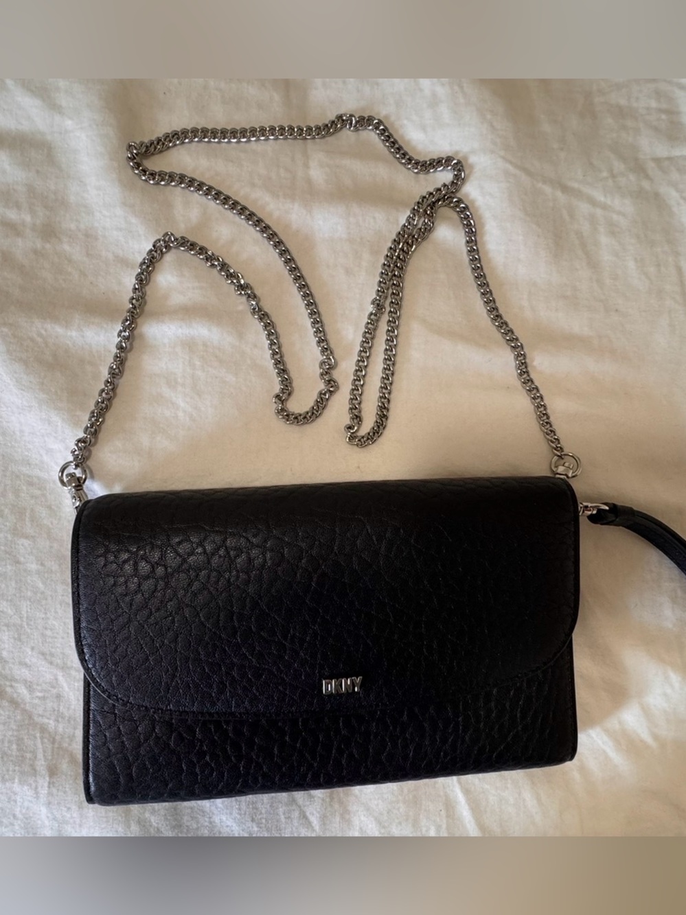 DKNY Black Wallet on Chain Crossbody Wristlet